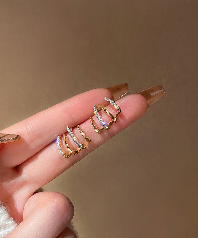 Pendientes de aro de aleación de oro con incrustaciones de circonitas