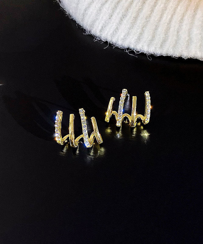 Pendientes de aro de aleación de oro con incrustaciones de circonitas