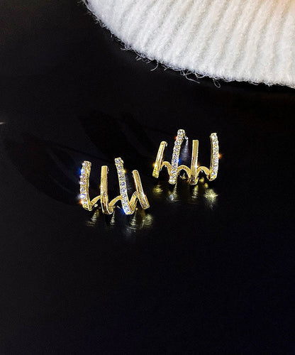 Pendientes de aro de aleación de oro con incrustaciones de circonitas