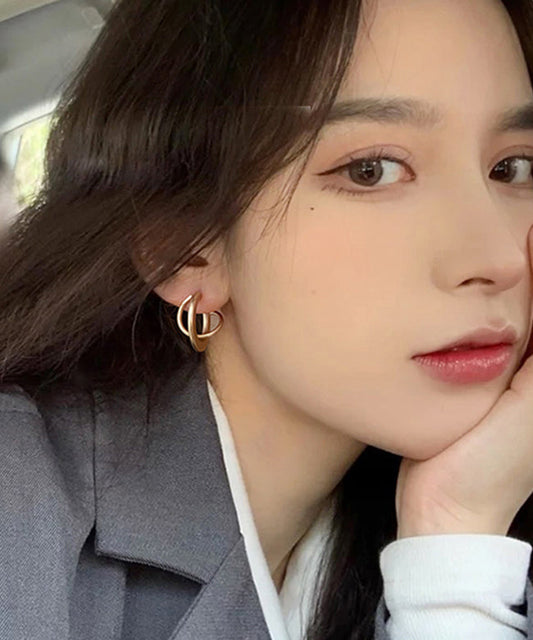 Pendientes de aro de aleación de plata de ley y oro regulares