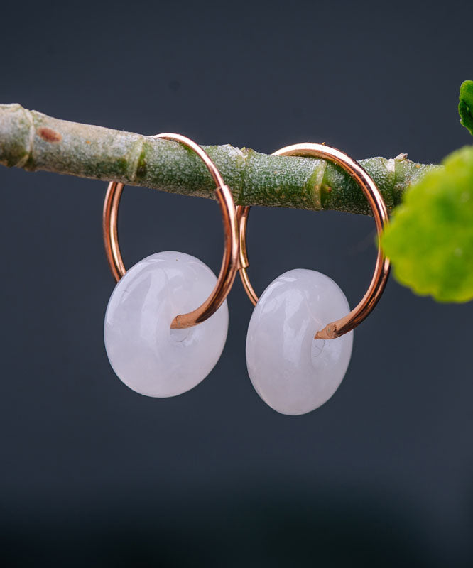 Pendientes de aro con hebilla de jade y plata de ley en oro regular