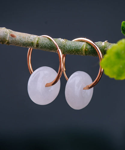 Pendientes de aro con hebilla de jade y plata de ley en oro regular