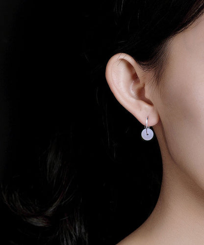 Pendientes de aro con hebilla de jade y plata de ley en oro regular