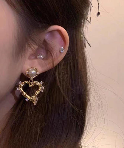 Normale Tropfenohrringe aus Sterlingsilber mit Zirkonia und Perle „Love“