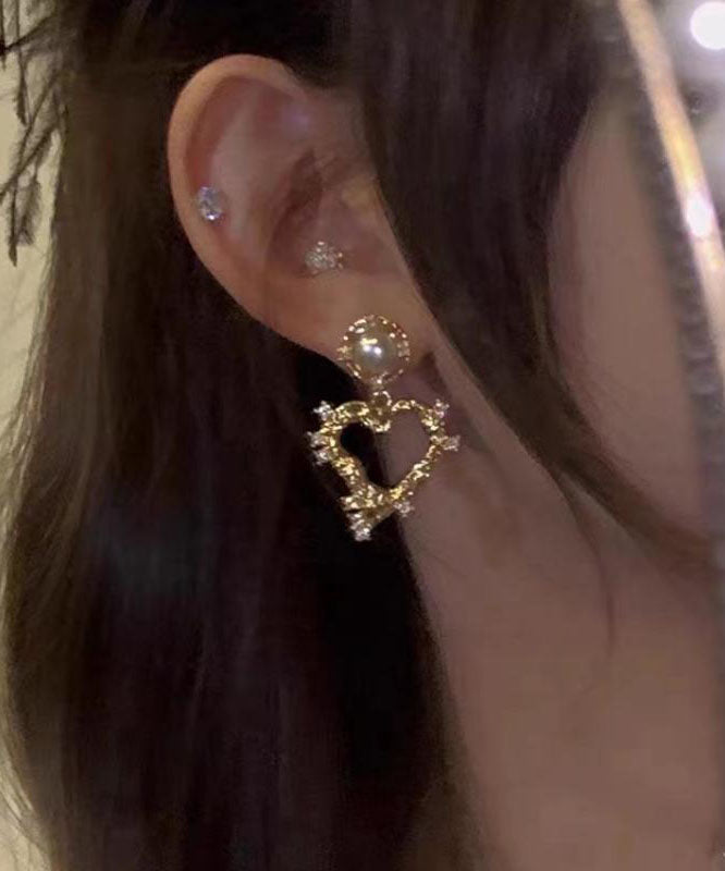 Normale Tropfenohrringe aus Sterlingsilber mit Zirkonia und Perle „Love“