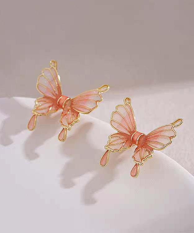 Pendientes de mariposa de resina de cobre naranja de tamaño regular