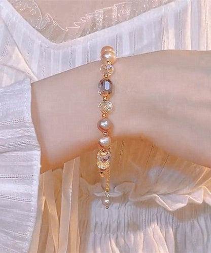 Normales lilafarbenes Charm-Armband aus Sterlingsilber mit Kristallperlen und Quaste