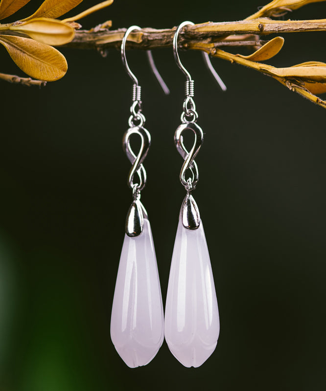 Pendientes colgantes con borlas de flor de magnolia de plata de ley y seda