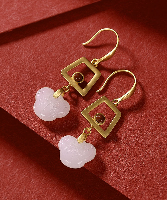 Normale weiße Overgild-Jade-Kugel-Ohrhänger aus Sterlingsilber