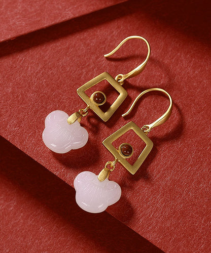 Normale weiße Overgild-Jade-Kugel-Ohrhänger aus Sterlingsilber