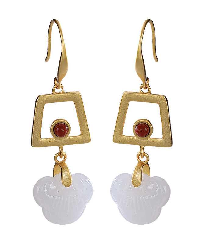 Normale weiße Overgild-Jade-Kugel-Ohrhänger aus Sterlingsilber