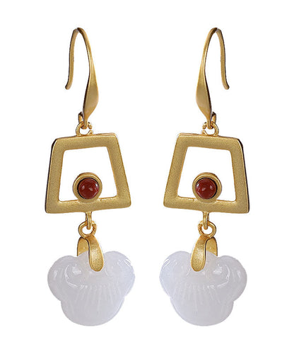 Normale weiße Overgild-Jade-Kugel-Ohrhänger aus Sterlingsilber