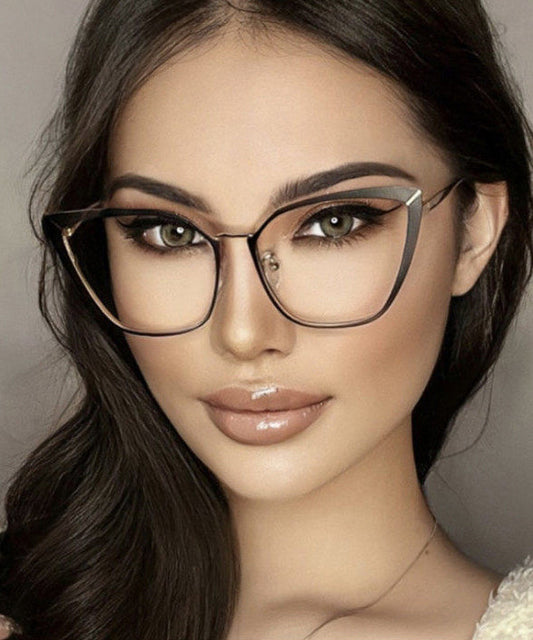 Retro Black Cat Eye Frame Metal Full Frame Reading Glasses