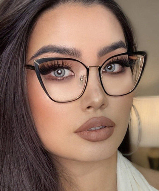 Retro Black Cat Eye Frame Metal Full Frame Reading Glasses