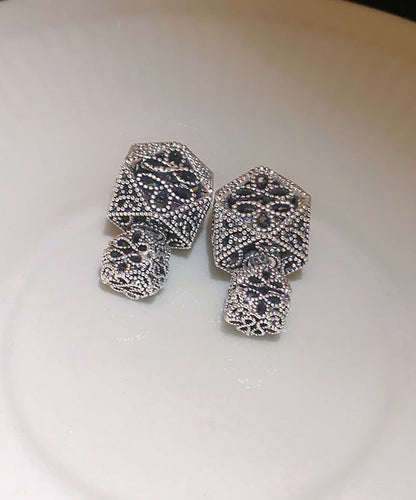 Pendientes geométricos ahuecados de cobre negro retro