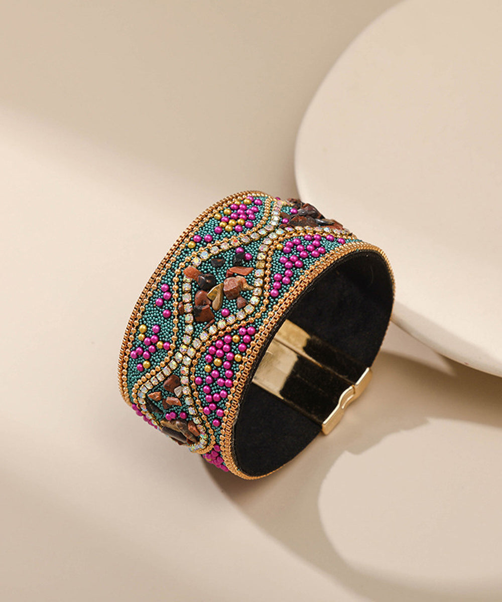Retro Blue Sterling Silver Rice Pearl Bangle