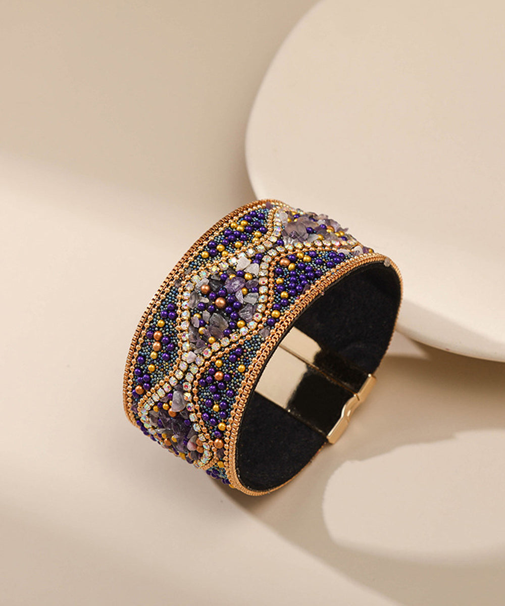 Retro Blue Sterling Silver Rice Pearl Bangle