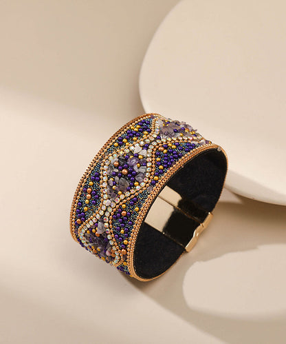 Retro Blue Sterling Silver Rice Pearl Bangle