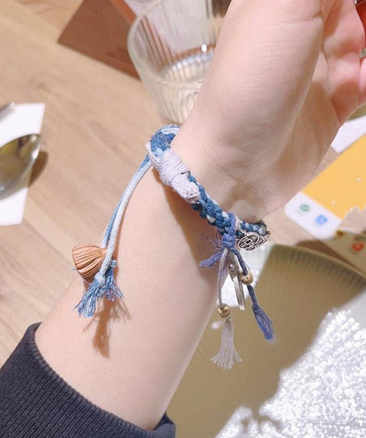 Retro-Armband aus blauem Sterlingsilber mit fünf Kaisermünzen-Anhängern