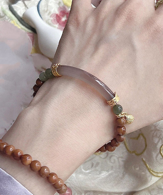 Retro Braun Perlen Patchwork Jade Charm Armband