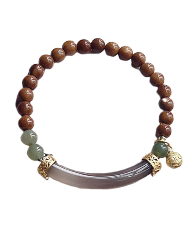 Retro Braun Perlen Patchwork Jade Charm Armband