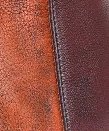 Retro Braune Farbkontrast-Paitings Kalbsleder Rucksack Tasche