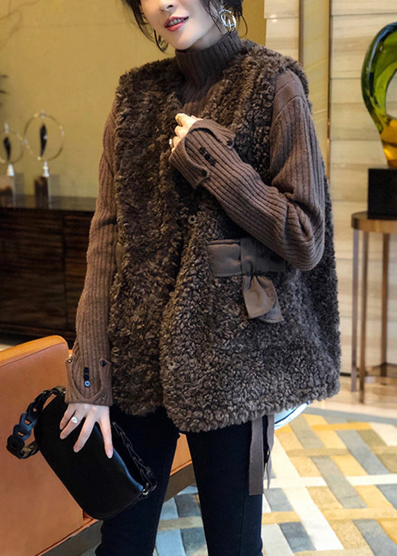 Retro Braun Rollkragen Seite Offen Dicken Woll Gestrickten Pullover