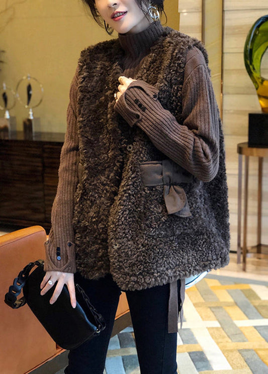 Retro Braun Rollkragen Seite Offen Dicken Woll Gestrickten Pullover