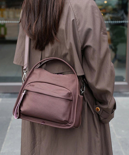 Retro Coffee Solid Durable Nylon Versatile Women Handbags
