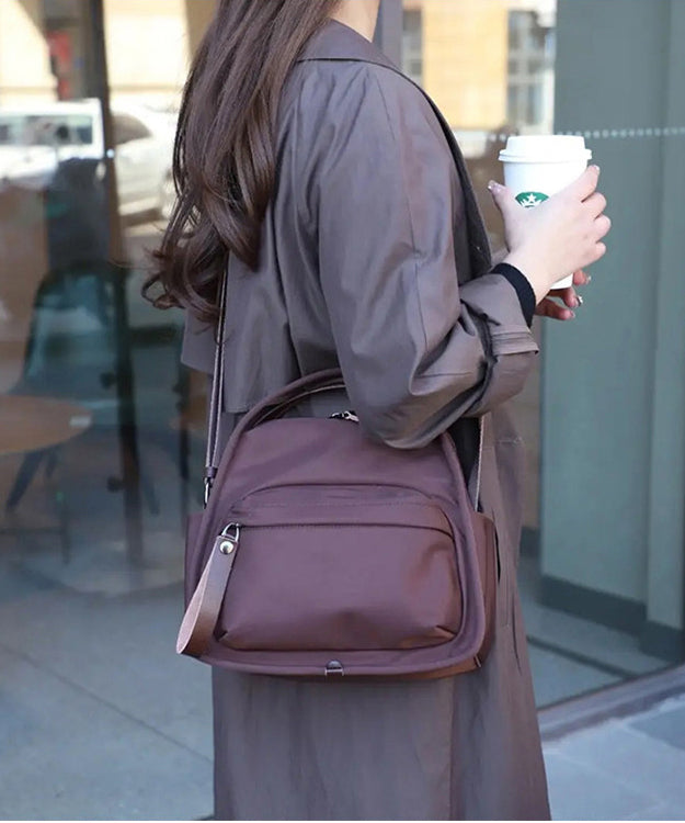 Retro Coffee Solid Durable Nylon Versatile Women Handbags