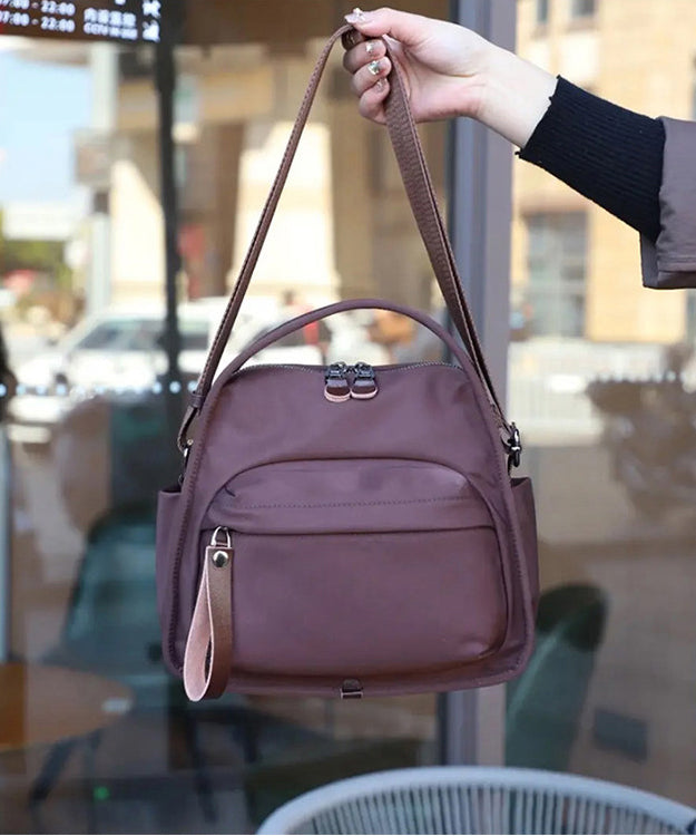 Retro Coffee Solid Durable Nylon Versatile Women Handbags
