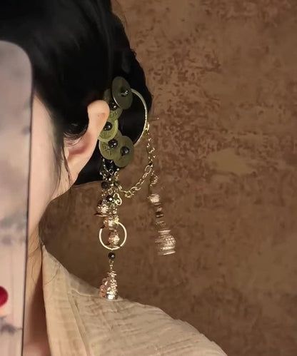Retro Copper Five Emperor Coins Bell Tassel Single Hairpin