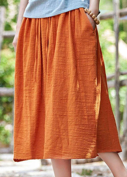Retro Cotton And Hemp Baggy Thin tight Waist Skirt - SooLinen