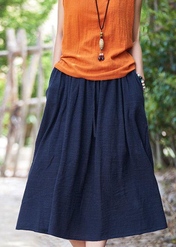 Retro Cotton And Hemp Baggy Thin tight Waist Skirt - SooLinen