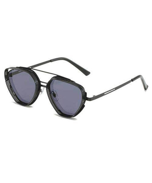 Retro Dark Grey Metal Polygon UV Protection Sunglasses