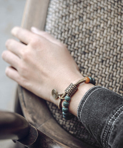 Retro Ethnic Style Green Bodhi Double-Layer Unisex Bracelet