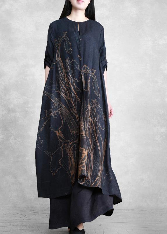 Retro Long Suit Casual Silk Two Piece Set - SooLinen