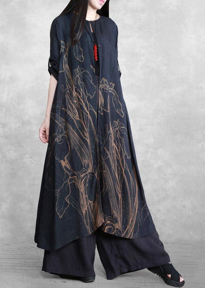 Retro Long Suit Casual Silk Two Piece Set - SooLinen