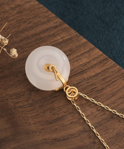 Retro Gold Antike Gold Jade Ping Schnalle Anhänger Halskette