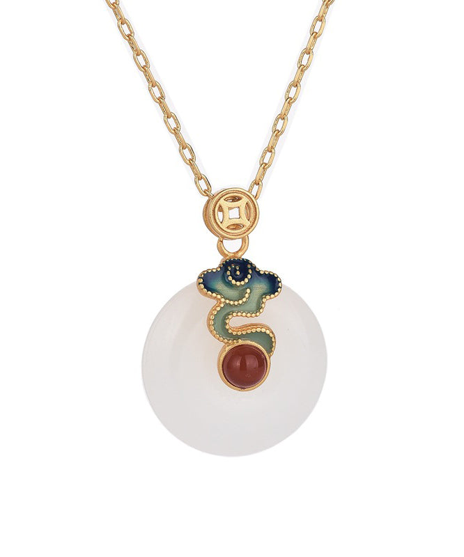 Retro Gold Antike Gold Jade Ping Schnalle Anhänger Halskette