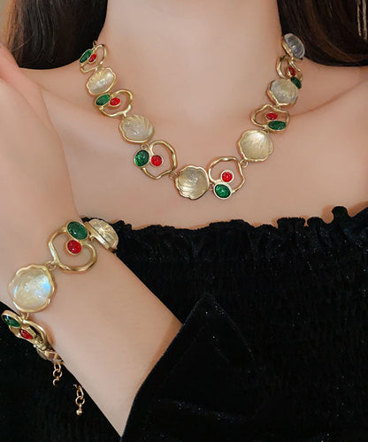 Retro Gold Sterling Silber Overgilt Shell Halskette