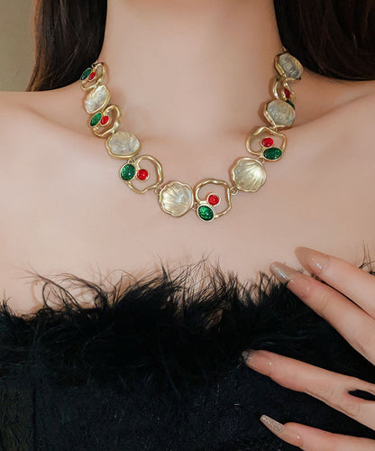 Retro Gold Sterling Silber Overgilt Shell Halskette