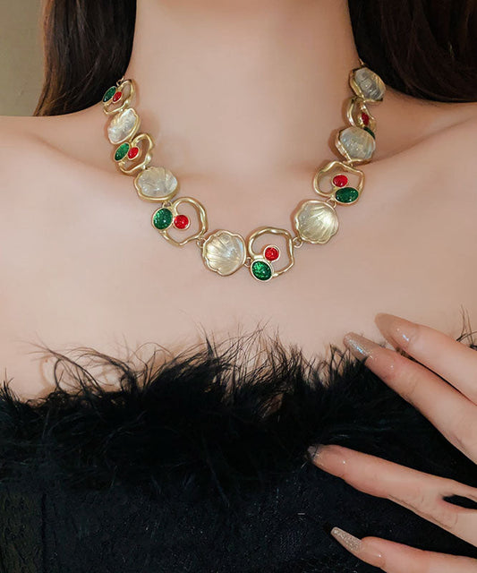 Retro Gold Sterling Silber Overgilt Shell Halskette