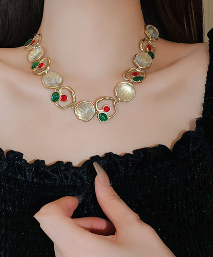 Retro Gold Sterling Silber Overgilt Shell Halskette