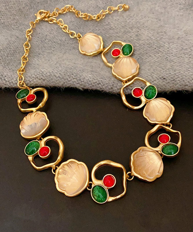 Retro Gold Sterling Silber Overgilt Shell Halskette