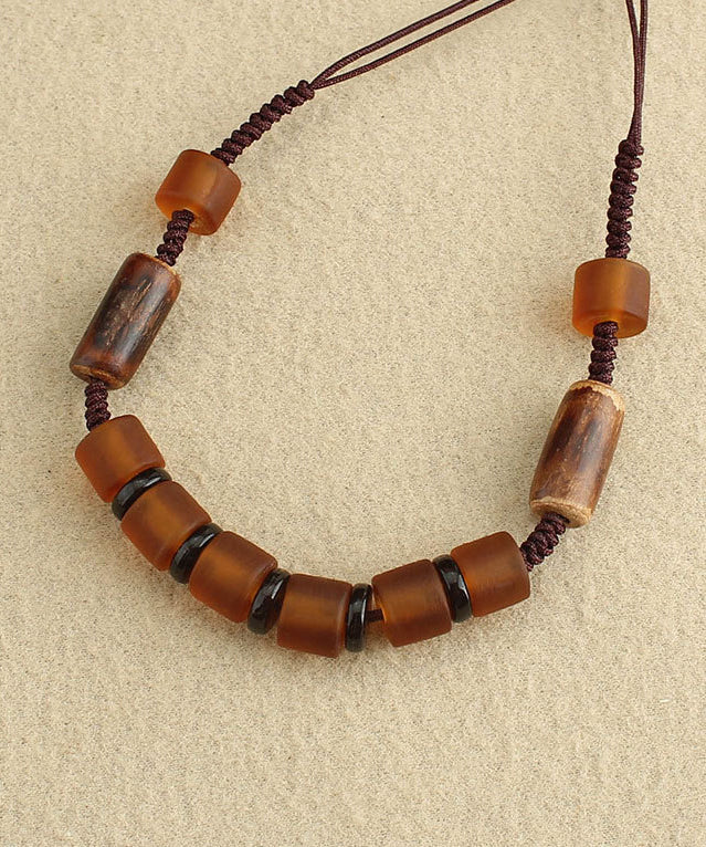 Collar de cuentas esmaltadas de colores, tejido a mano, estilo retro verde