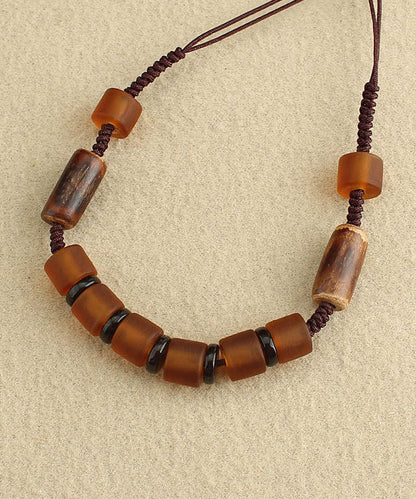 Collar de cuentas esmaltadas de colores, tejido a mano, estilo retro verde