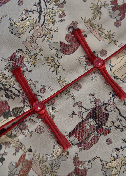 Chaqueta oriental de algodón con estampado oversize gris retro para primavera