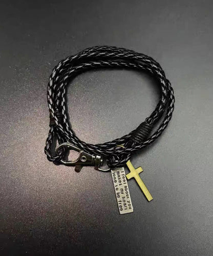 Retro Layering Braided Rope Stainless Steel Charm Bracelet