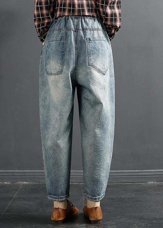 Retro Patch Embroidered Jeans Women's Spring Loose Harem Pants - SooLinen